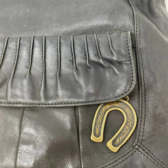 Betsy Johnson Vintage Black Vegan Leather Western Horseshoe‎ Shoulder Bag - Picture 4 of 12